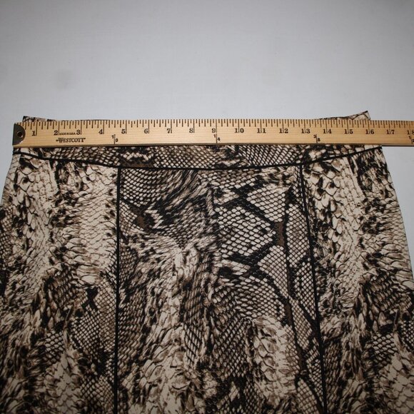 Cache Sz 8 Brown Tan Reptile Print Lined Zipper Polyester Spandex Skirt - Picture 12 of 16